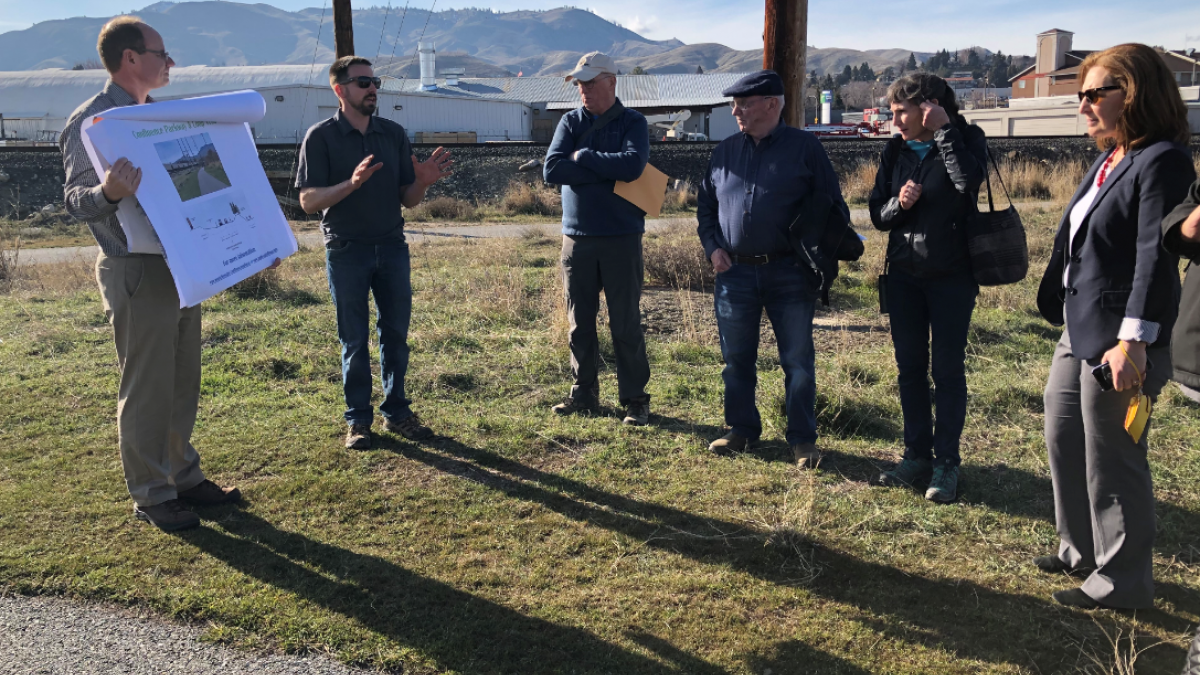 Rep. Schrier learning about Apple Capital Loop in Wenatchee