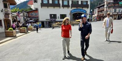 Congresswoman Schrier takes a tour of Front Street in Leavenworth with Leavenworth Chamber of Commerce Director Troy Campbell
