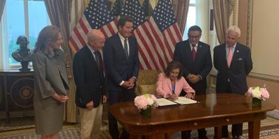 Rep. Schrier at Ocean Shipping Reform Act bill enrollment ceremony