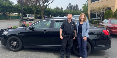 Rep. Schrier with Covington Acting Chief