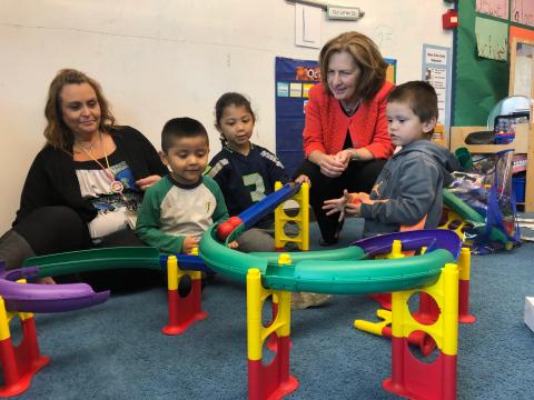 Visiting students at Head Start