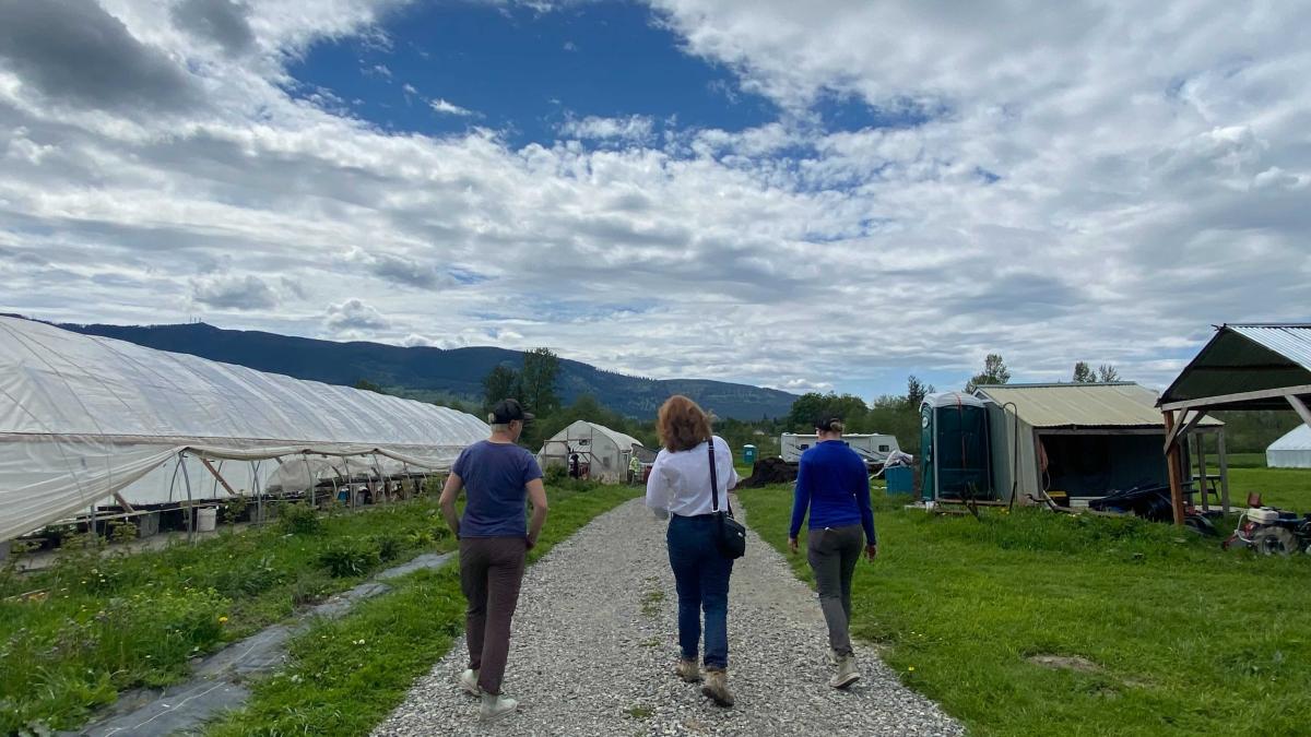 Rep. Schrier on a farm