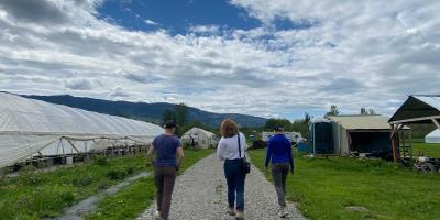 Rep. Schrier on a farm