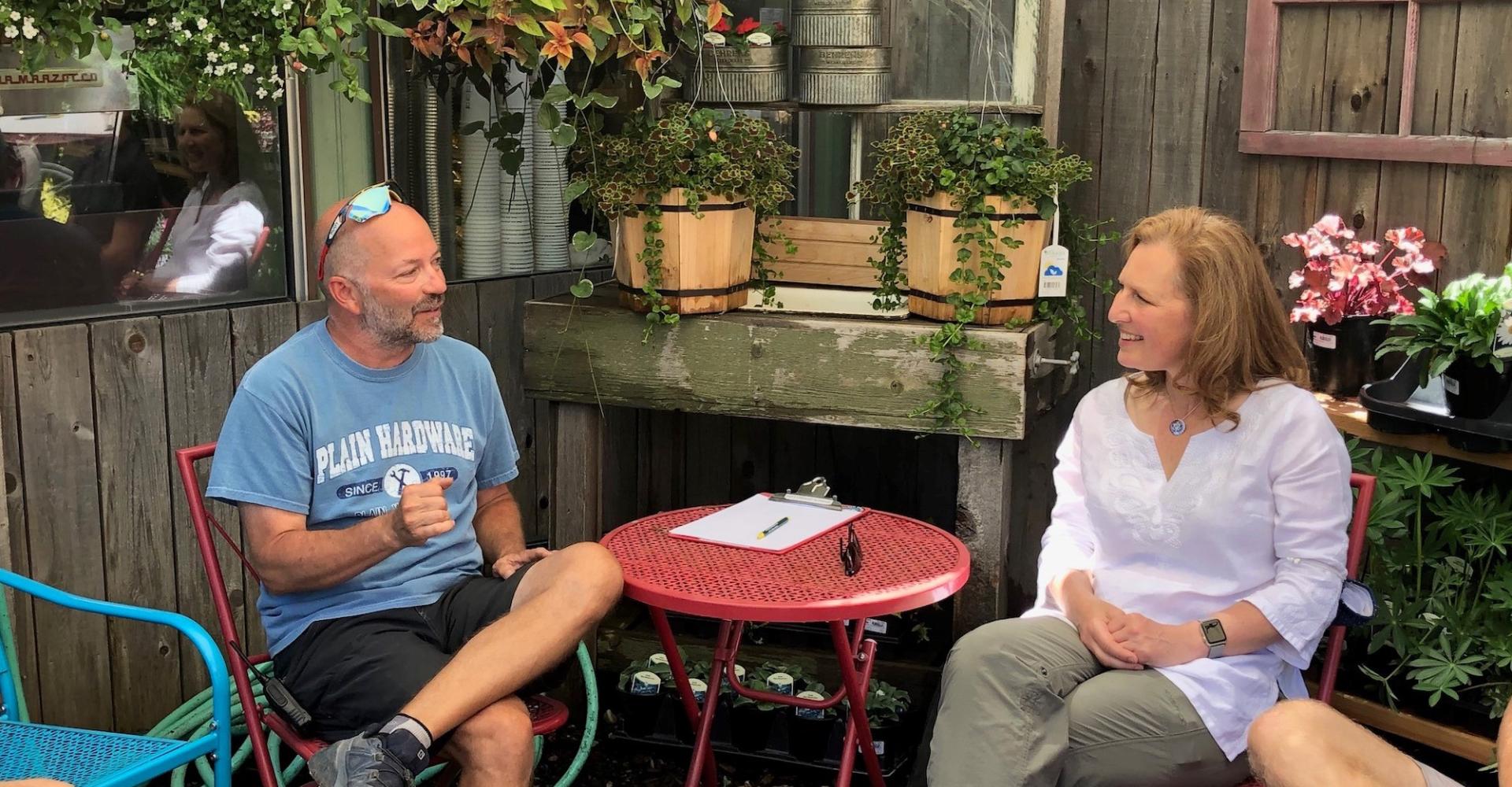 Congresswoman speaking with constituent